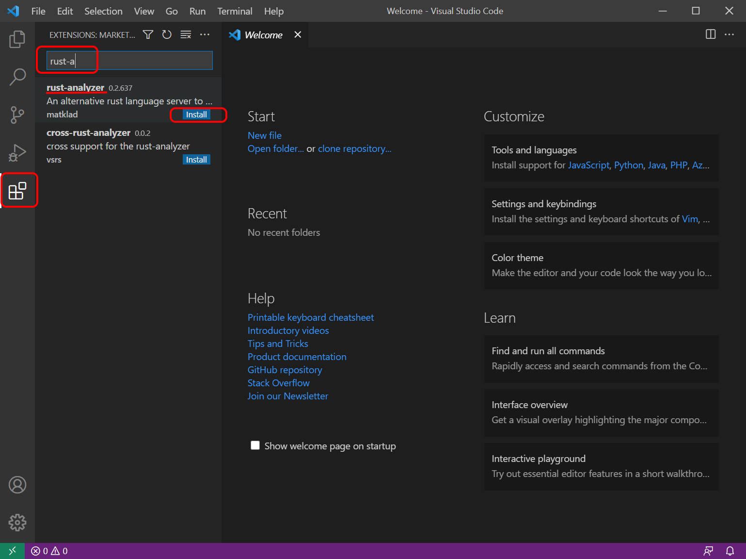 Visual Studio Code エクステンションインストール